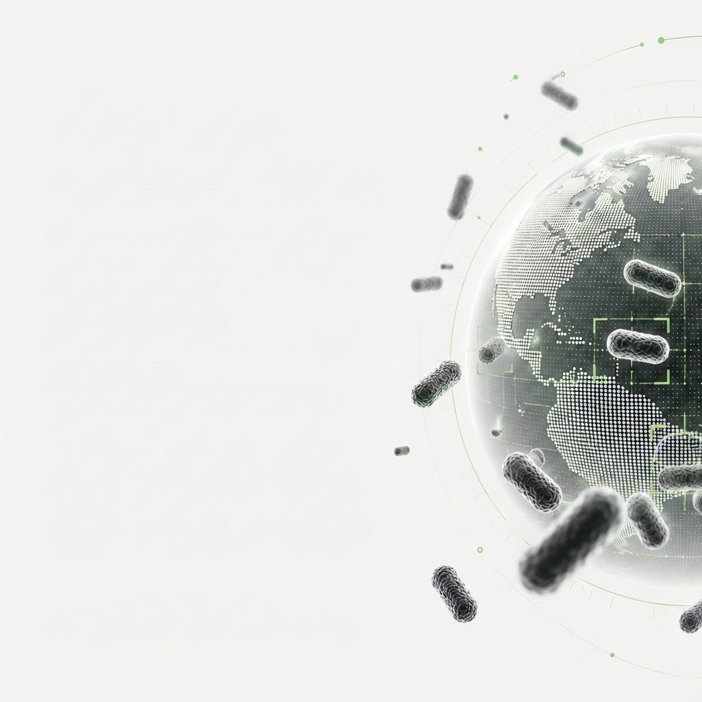 Dotted-globe visualization of bacteria driving antimicrobial resistance worldwide